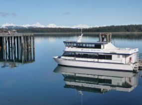 Tour Vessel waits at Bartlett Cove Dock to take visitors to the glaciers.
