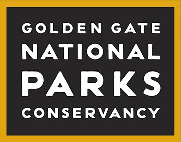 Gold, white and black logo saying Golden Gate National Parks Conservancy