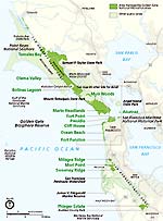 This is an overview map for the Golden Gate National Parks.