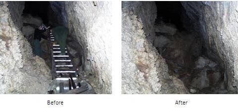 Before and after pictures of cave restoration