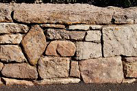 Stone wall along the rim.