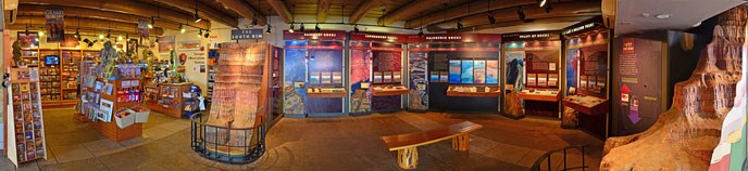Yavapai Museum of Geology bookstore (far left) and exhibits.