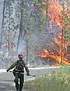 firefighter with flames