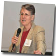 person speaking into microphone