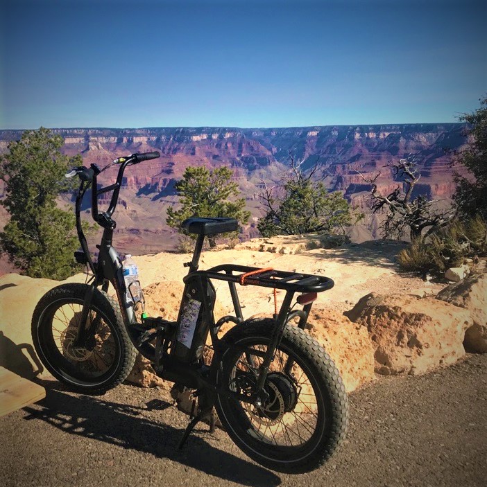 An e-bike on the rim of the canyon