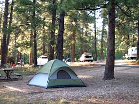 Family site in the North Rim Campground. Family site in the North Rim Campground.
