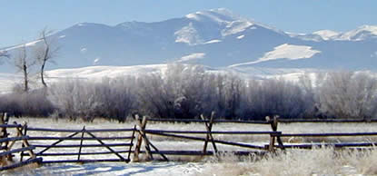 Winter image looking towards Mount Powell from Deer Lodge.