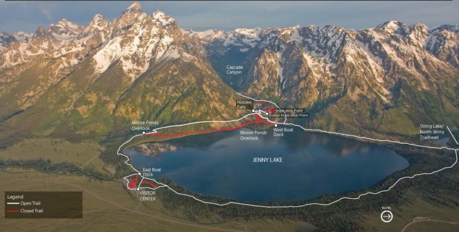 Map of Jenny Lake Area Trails, 2018