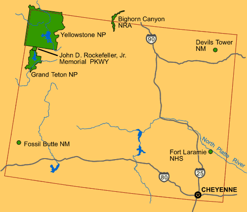 Wyoming Map of National Park Service sites