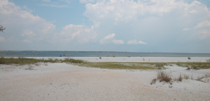 White sandy beaches and quiet bay waters are typical of the Okaloosa Day Use Area in Florida.