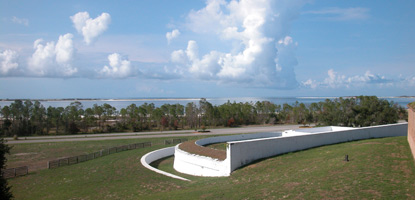 A view of the white-washed Water Battery overlooking Pensacola Bay. A view of the white-washed Water Battery overlooking Pensacola Bay.