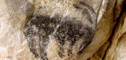 Many interesting pictographs, painted more than a hundred years ago, have weathered the elements of time