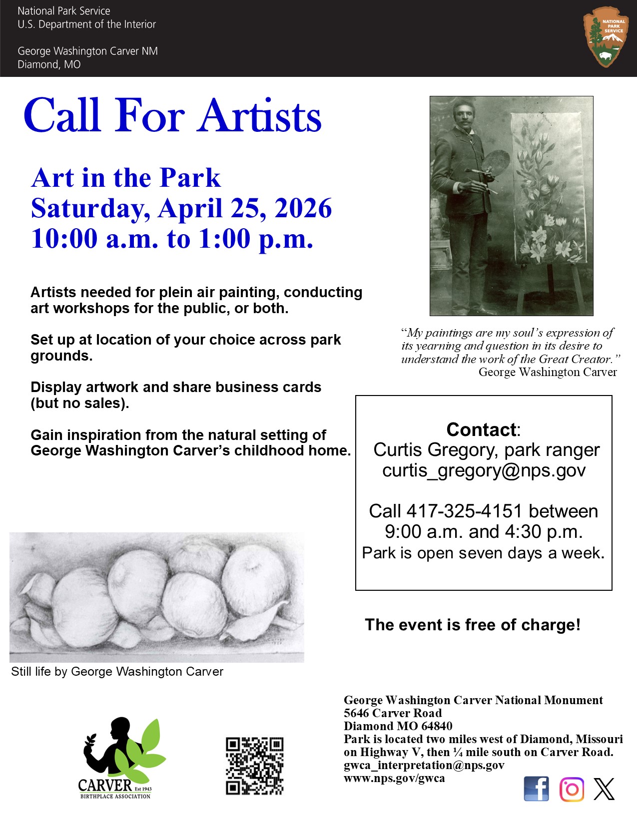 Infographic for Art in the Park special event.