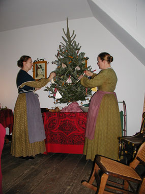 Frederick Ladies decorate for the Christmas festivities.