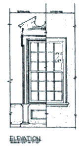 The exterior treatment of this window is shown on the left side of the drawing, the interior on the right.