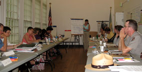 Park rangers, staff and park stakeholders participate in a planning meeting.