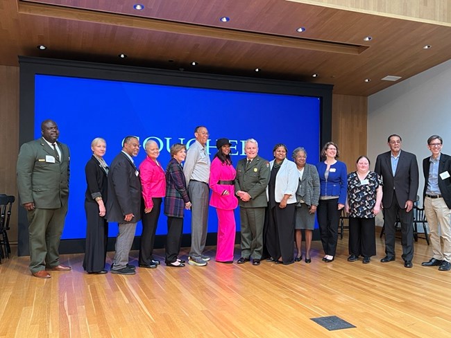 Symposium at Goucher 2024 Group of all of the partners including Hampton