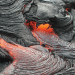 Flowing pahoehoe lava.