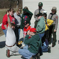 Students learn about satellites used in Global Positioning Systems.