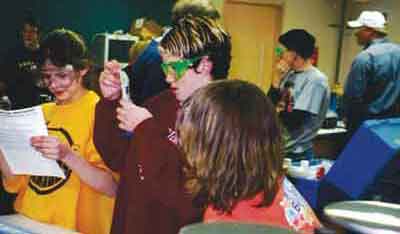 Students do lab work