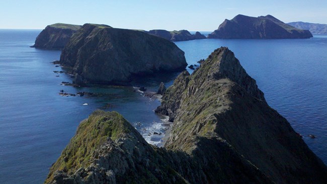 View of small islands adajacent to Anacapa Island taken from a high point