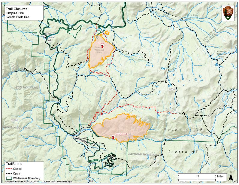 Trail Closures Empire and South Fork Map