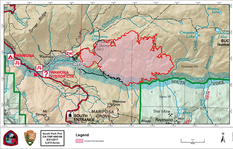 South Fork Fire Map - August 21, 2017