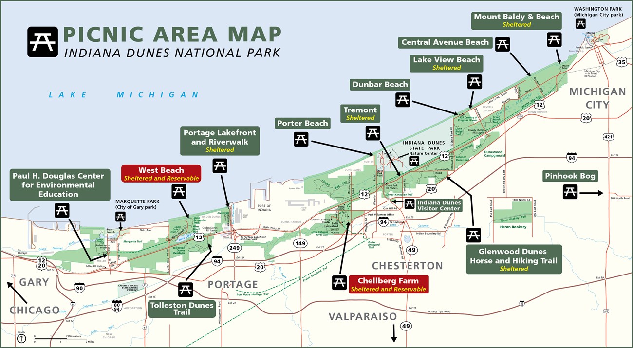 Picnic Area Map of Indiana Dunes National Park
