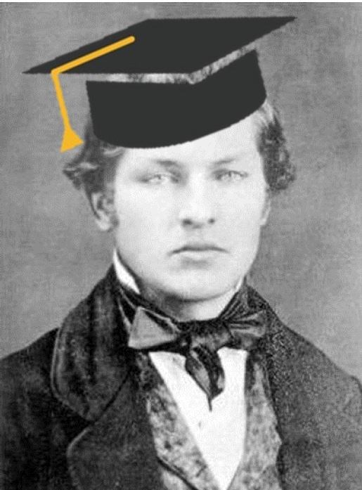 portait of Garfield with a graduation cap
