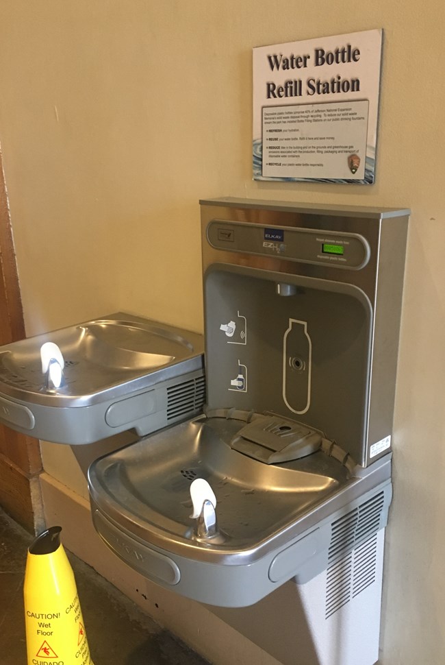 water bottle refill station in the Old Courthouse building