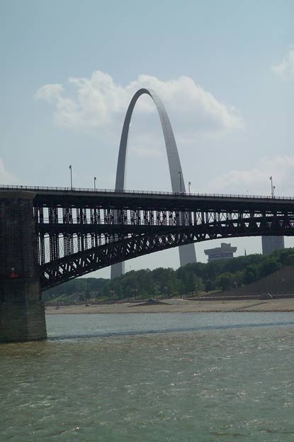 The Gateway Arch behind the Eads bridge.