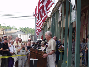 
President Carter speaking to visitors and friends the day he was awarded to Nobel Peace.