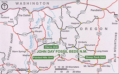 Area map of the fossil beds.