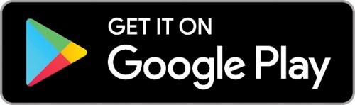 A blue, pink, and yellow triangle with white text on a black that reads "Get it on Google Play"