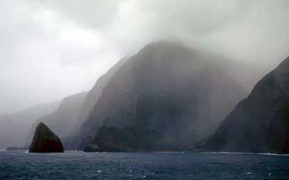 Early morning fog enshrouds the North Shore Cliffs.