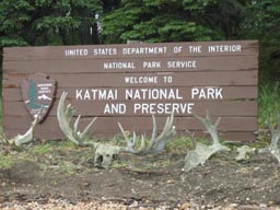 Katmai National Park Brooks Camp entrance sign