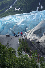 Visitors approach the Edge of the Glacier