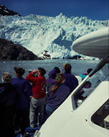 Tour boat near Holgate Glacier. Tour boat near Holgate Glacier.