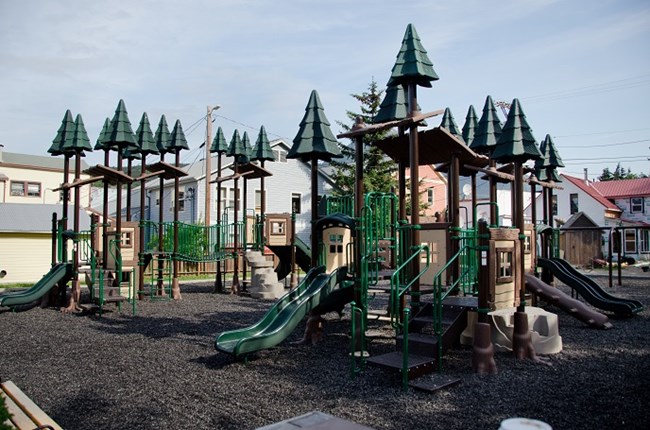 Photo of the playground equipment at Mollie Walsh Park
