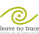 Green swirl logo with text "leave no trace: center for outdoor ethics"