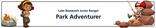 A child rock climbing and a child hiking on a Park Adventurer banner.