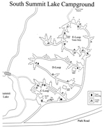 click here for larger image (map of Summit Lake South campground)