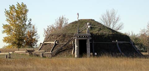 Earth lodge at Knife River Indian Villages National Historic Site.