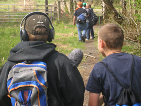 6th grade boy interviewing another about their hike on the fort to sea trail