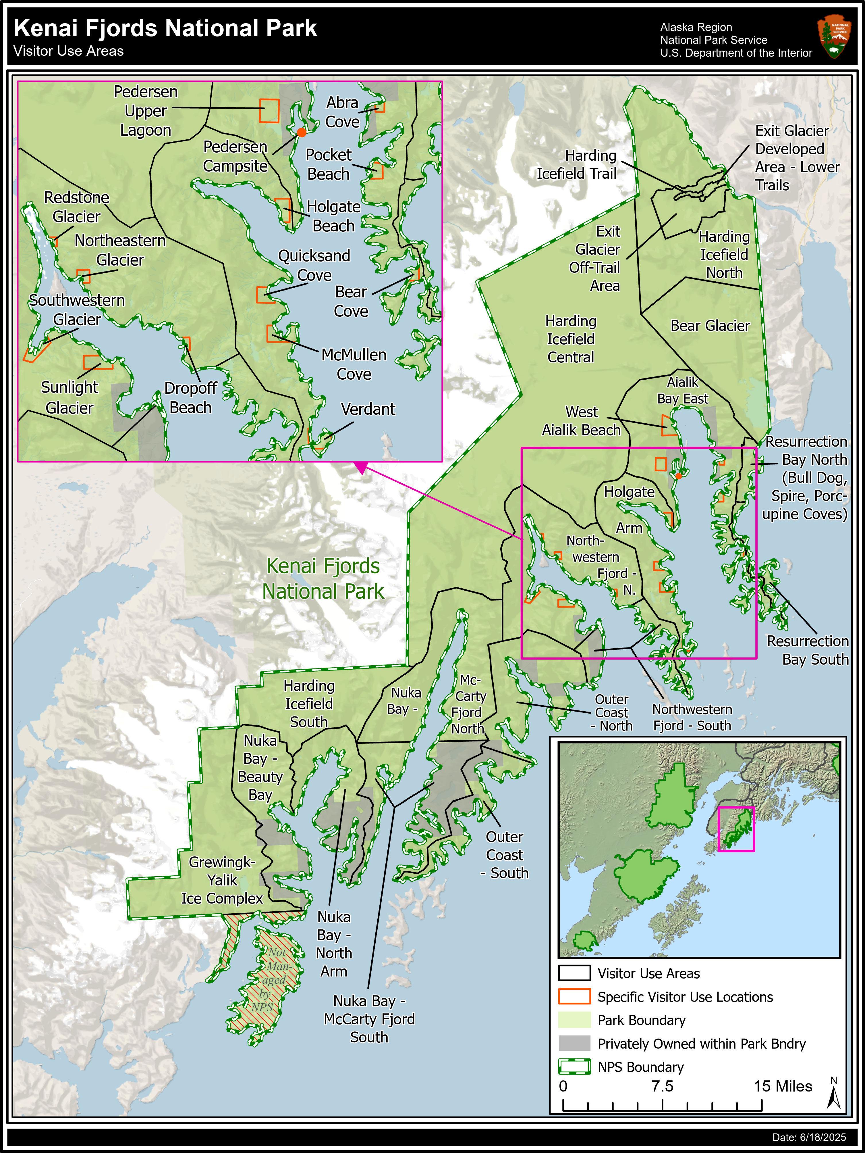 Visitor Use Area Map Kenai Fjords National Park