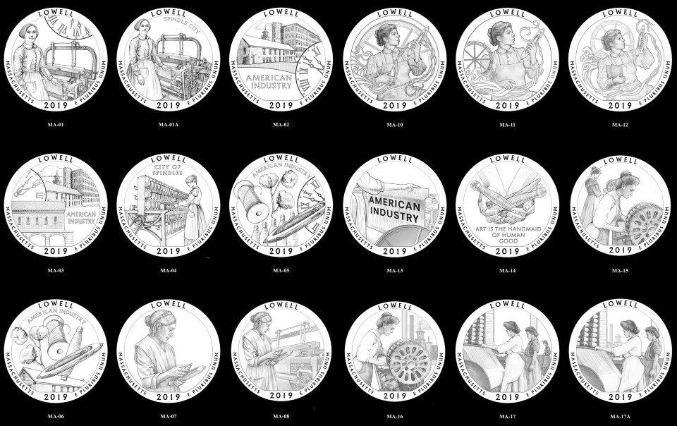 18 Reverse Designs for the Lowell Quarter