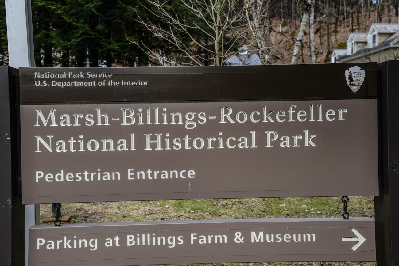 Marsh-Billings-Rockefeller National Historical Park entrance sign