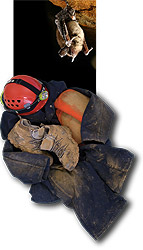 caving gear with bat