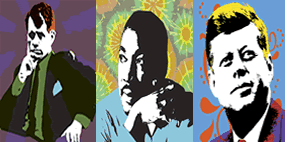 Collage of Bobby Kennedy, Martin Luther King, Jr., and John F. Kennedy