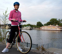 Bicyclist on the Mississippi River
